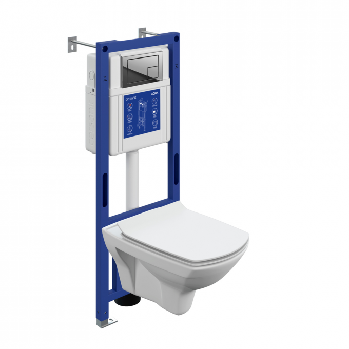 Комплект CERSANIT CARINA XL DPL EO slim инсталляция AQUA 40 SMART M кнопка CORNER пластик пластик хром 69310
