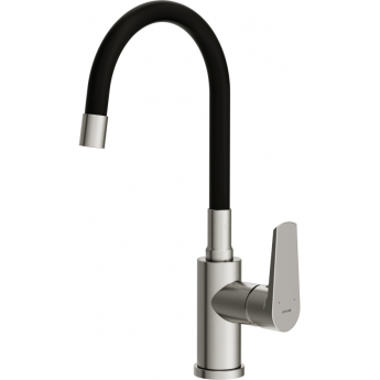 Смеситель CERSANIT для кухни MODUO однорычажный с гибким изливом, никель